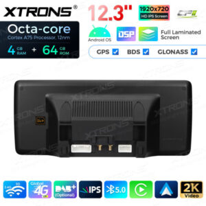 12,3 Zoll Octa Core 4 + 64 GB Global 4G LTE Android Auto-Stereo-Multimedia-Player mit vollständig laminiertem Bildschirm für