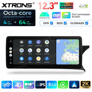 12,3 Zoll Octa Core 4 + 64 GB Global 4G LTE Android Auto-Stereo-Multimedia-Player mit vollständig laminiertem Bildschirm für