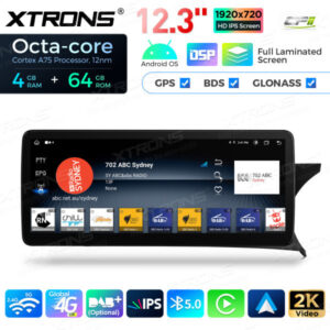 12,3 Zoll Octa Core 4 + 64 GB Global 4G LTE Android Auto-Stereo-Multimedia-Player mit vollständig laminiertem Bildschirm für