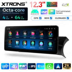 12,3 Zoll Octa Core 4 + 64 GB Global 4G LTE Android Auto-Stereo-Multimedia-Player mit vollständig laminiertem Bildschirm für