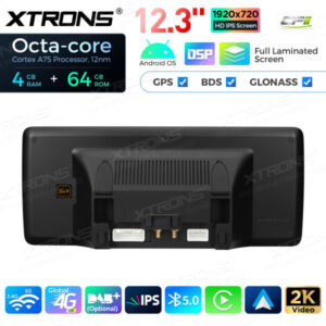 12,3 Zoll Octa Core 4 + 64 GB Global 4G LTE Android Auto-Stereo-Multimedia-Player mit vollständig laminiertem Bildschirm für