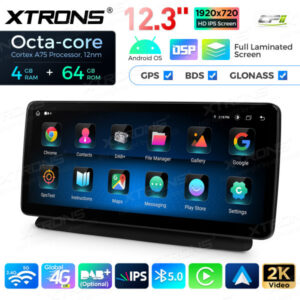 12,3 Zoll Octa Core 4 + 64 GB Global 4G LTE Android Autoradio Multimedia Player mit vollständig laminiertem Bildschirm für Me