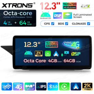 12,3 Zoll Octa Core 4 + 64 GB Global 4G LTE Android Autoradio Multimedia-Player mit vollständig laminiertem Bildschirm für Me