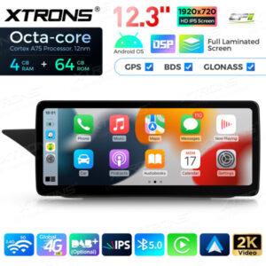 12,3 Zoll Octa Core 4 + 64 GB Global 4G LTE Android Autoradio Multimedia-Player mit vollständig laminiertem Bildschirm für Me