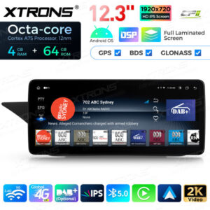 12,3 Zoll Octa Core 4 + 64 GB Global 4G LTE Android Autoradio Multimedia-Player mit vollständig laminiertem Bildschirm für Me