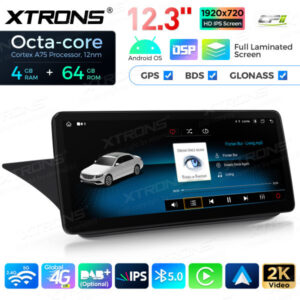 12,3 Zoll Octa Core 4 + 64 GB Global 4G LTE Android Autoradio Multimedia-Player mit vollständig laminiertem Bildschirm für Me