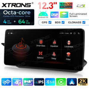 12,3 Zoll Octa Core 4 + 64 GB Global 4G LTE Android Autoradio Multimedia-Player mit vollständig laminiertem Bildschirm für Me