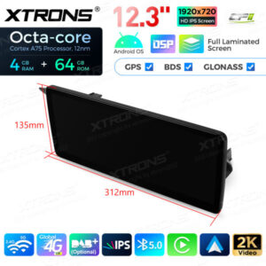 12,3 Zoll Octa Core 4 + 64 GB Global 4G LTE Android Autoradio Multimedia-Player mit vollständig laminiertem Bildschirm für Me
