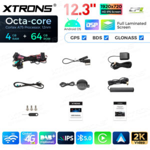 12,3 Zoll Octa Core 4 + 64 GB Global 4G LTE Android Autoradio Multimedia-Player mit vollständig laminiertem Bildschirm für Me