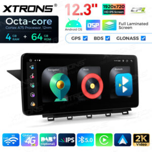 12,3 Zoll Octa Core 4 + 64 GB Global 4G LTE Android Autoradio Multimedia-Player mit vollständig laminiertem Bildschirm für Me