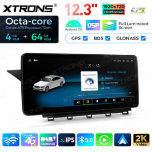 12,3 Zoll Octa Core 4 + 64 GB Global 4G LTE Android Autoradio Multimedia-Player mit vollständig laminiertem Bildschirm für Me