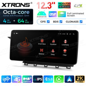 12,3 Zoll Octa Core 4 + 64 GB Global 4G LTE Android Autoradio Multimedia-Player mit vollständig laminiertem Bildschirm für Me
