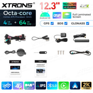 12,3 Zoll Octa Core 4 + 64 GB Global 4G LTE Android Autoradio Multimedia-Player mit vollständig laminiertem Bildschirm für Me