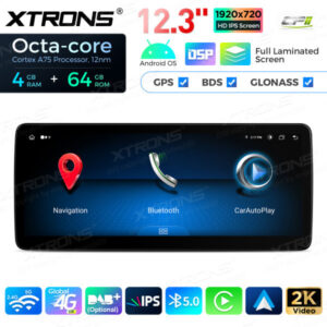 12,3-Zoll-Octa Core 4 + 64 GB Global 4G LTE Android Auto-Stereo-Multimedia-Player mit vollständig laminiertem Bildschirm für