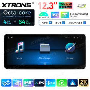 12,3-Zoll-Octa Core 4 + 64 GB Global 4G LTE Android Auto-Stereo-Multimedia-Player mit vollständig laminiertem Bildschirm für