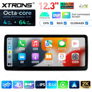 12,3-Zoll-Octa Core 4 + 64 GB Global 4G LTE Android Auto-Stereo-Multimedia-Player mit vollständig laminiertem Bildschirm für