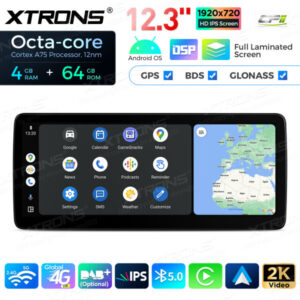 12,3-Zoll-Octa Core 4 + 64 GB Global 4G LTE Android Auto-Stereo-Multimedia-Player mit vollständig laminiertem Bildschirm für