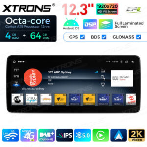 12,3-Zoll-Octa Core 4 + 64 GB Global 4G LTE Android Auto-Stereo-Multimedia-Player mit vollständig laminiertem Bildschirm für