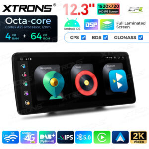 12,3-Zoll-Octa Core 4 + 64 GB Global 4G LTE Android Auto-Stereo-Multimedia-Player mit vollständig laminiertem Bildschirm für