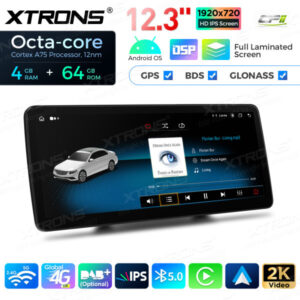 12,3-Zoll-Octa Core 4 + 64 GB Global 4G LTE Android Auto-Stereo-Multimedia-Player mit vollständig laminiertem Bildschirm für