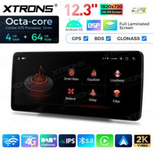 12,3-Zoll-Octa Core 4 + 64 GB Global 4G LTE Android Auto-Stereo-Multimedia-Player mit vollständig laminiertem Bildschirm für