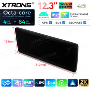 12,3-Zoll-Octa Core 4 + 64 GB Global 4G LTE Android Auto-Stereo-Multimedia-Player mit vollständig laminiertem Bildschirm für