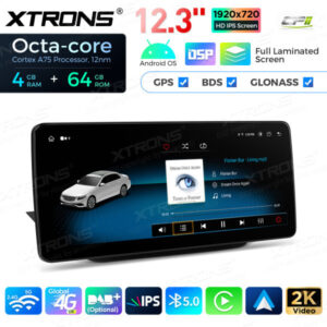 12,3 Zoll Octa Core 4 + 64 GB Global 4G LTE Android Autoradio Multimedia-Player mit vollständig laminiertem Bildschirm für Me