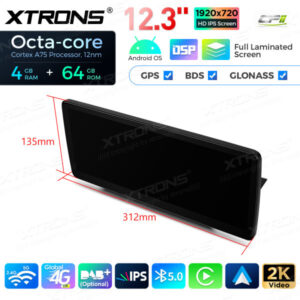 12,3 Zoll Octa Core 4 + 64 GB Global 4G LTE Android Autoradio Multimedia-Player mit vollständig laminiertem Bildschirm für Me