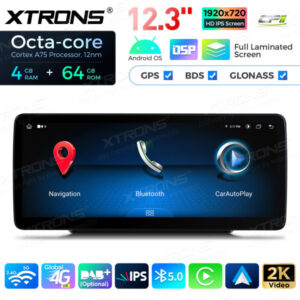 12,3-Zoll-Octa Core 4 + 64 GB Global 4G LTE Android Auto-Stereo-Multimedia-Player mit vollständig laminiertem Bildschirm für