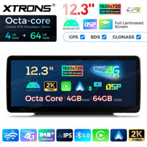 12,3-Zoll-Octa Core 4 + 64 GB Global 4G LTE Android Auto-Stereo-Multimedia-Player mit vollständig laminiertem Bildschirm für