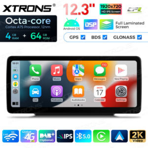 12,3-Zoll-Octa Core 4 + 64 GB Global 4G LTE Android Auto-Stereo-Multimedia-Player mit vollständig laminiertem Bildschirm für