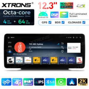 12,3-Zoll-Octa Core 4 + 64 GB Global 4G LTE Android Auto-Stereo-Multimedia-Player mit vollständig laminiertem Bildschirm für