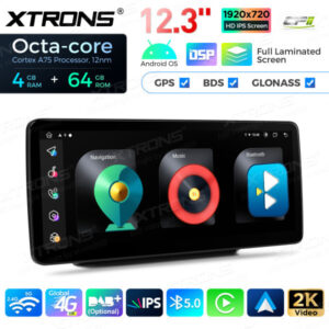 12,3-Zoll-Octa Core 4 + 64 GB Global 4G LTE Android Auto-Stereo-Multimedia-Player mit vollständig laminiertem Bildschirm für