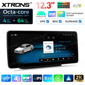 12,3-Zoll-Octa Core 4 + 64 GB Global 4G LTE Android Auto-Stereo-Multimedia-Player mit vollständig laminiertem Bildschirm für