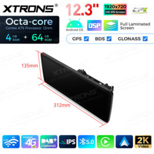 12,3-Zoll-Octa Core 4 + 64 GB Global 4G LTE Android Auto-Stereo-Multimedia-Player mit vollständig laminiertem Bildschirm für
