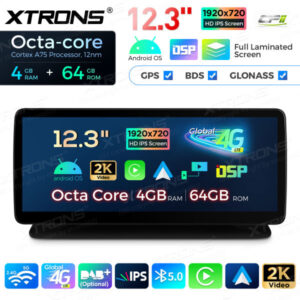 12,3 Zoll Octa Core 4 + 64 GB Global 4G LTE Android Autoradio Multimedia-Player mit vollständig laminiertem Bildschirm für Me