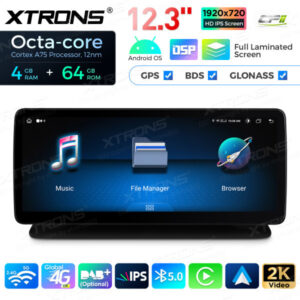 12,3 Zoll Octa Core 4 + 64 GB Global 4G LTE Android Autoradio Multimedia-Player mit vollständig laminiertem Bildschirm für Me