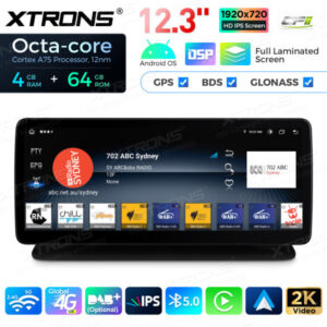 12,3 Zoll Octa Core 4 + 64 GB Global 4G LTE Android Autoradio Multimedia-Player mit vollständig laminiertem Bildschirm für Me