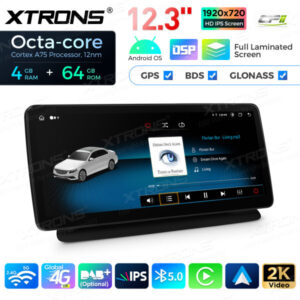 12,3 Zoll Octa Core 4 + 64 GB Global 4G LTE Android Autoradio Multimedia-Player mit vollständig laminiertem Bildschirm für Me