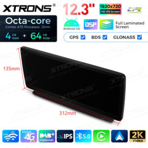 12,3 Zoll Octa Core 4 + 64 GB Global 4G LTE Android Autoradio Multimedia-Player mit vollständig laminiertem Bildschirm für Me
