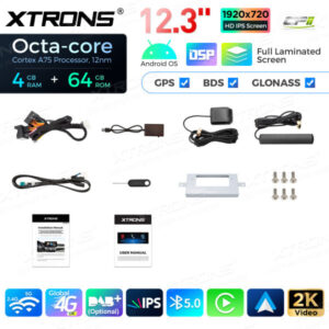12,3 Zoll Octa Core 4 + 64 GB Global 4G LTE Android Autoradio Multimedia-Player mit vollständig laminiertem Bildschirm für Me