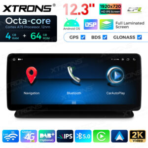 12,3 Zoll Octa Core 4 + 64 GB Global 4G LTE Android Autoradio Multimedia-Player mit vollständig laminiertem Bildschirm für Me