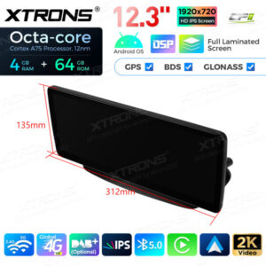 12,3 Zoll Octa Core 4 + 64 GB Global 4G LTE Android Autoradio Multimedia-Player mit vollständig laminiertem Bildschirm für Me
