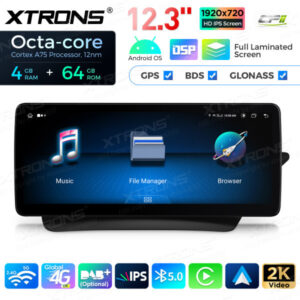12,3 Zoll Octa Core 4 + 64 GB Global 4G LTE Android Autoradio Multimedia-Player mit vollständig laminiertem Bildschirm für Me