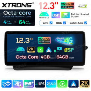 12,3 Zoll Octa Core 4 + 64 GB Global 4G LTE Android Autoradio Multimedia-Player mit vollständig laminiertem Bildschirm für Me