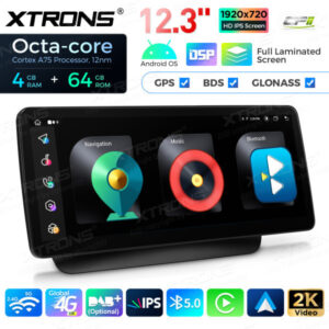 12,3 Zoll Octa Core 4 + 64 GB Global 4G LTE Android Autoradio Multimedia-Player mit vollständig laminiertem Bildschirm für Me