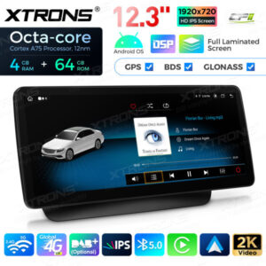 12,3 Zoll Octa Core 4 + 64 GB Global 4G LTE Android Autoradio Multimedia-Player mit vollständig laminiertem Bildschirm für Me