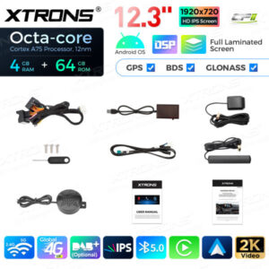 12,3 Zoll Octa Core 4 + 64 GB Global 4G LTE Android Autoradio Multimedia-Player mit vollständig laminiertem Bildschirm für Me