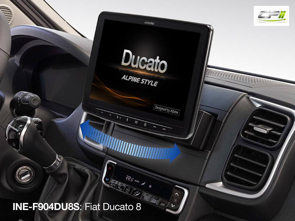 Alpine INE-F904DU8S Schwenkbares Navigationssystem mit 9-Zoll Touchscreen für Ducato 8, 1-DIN-Einbaugehäuse, DAB+, Apple CarP