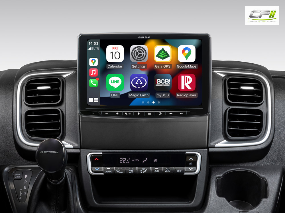 Alpine INE-F904DU8S Schwenkbares Navigationssystem mit 9-Zoll Touchscreen für Ducato 8, 1-DIN-Einbaugehäuse, DAB+, Apple CarP